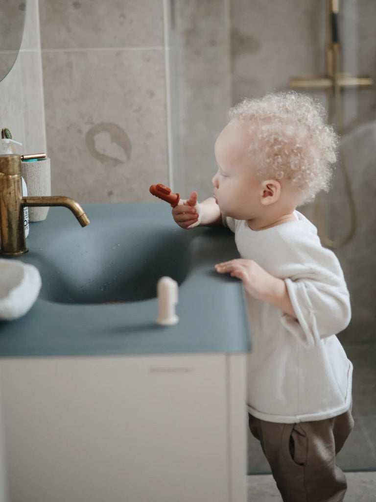 Finger Toothbrush - Stone/Tradewinds