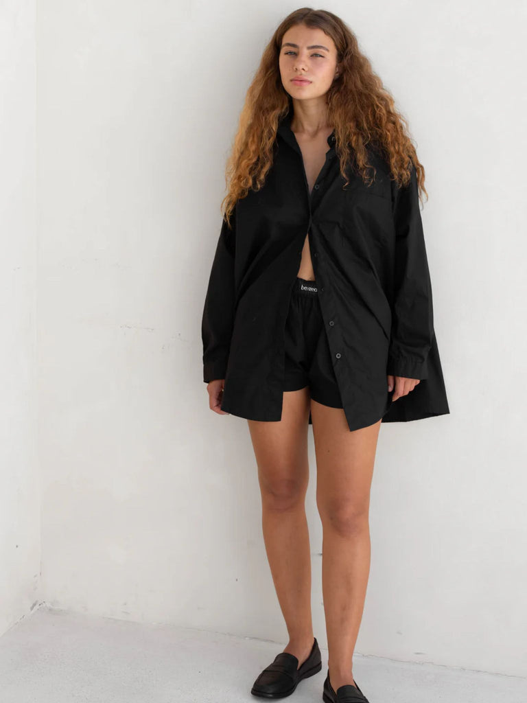 Black Poplin Shorts - S/M